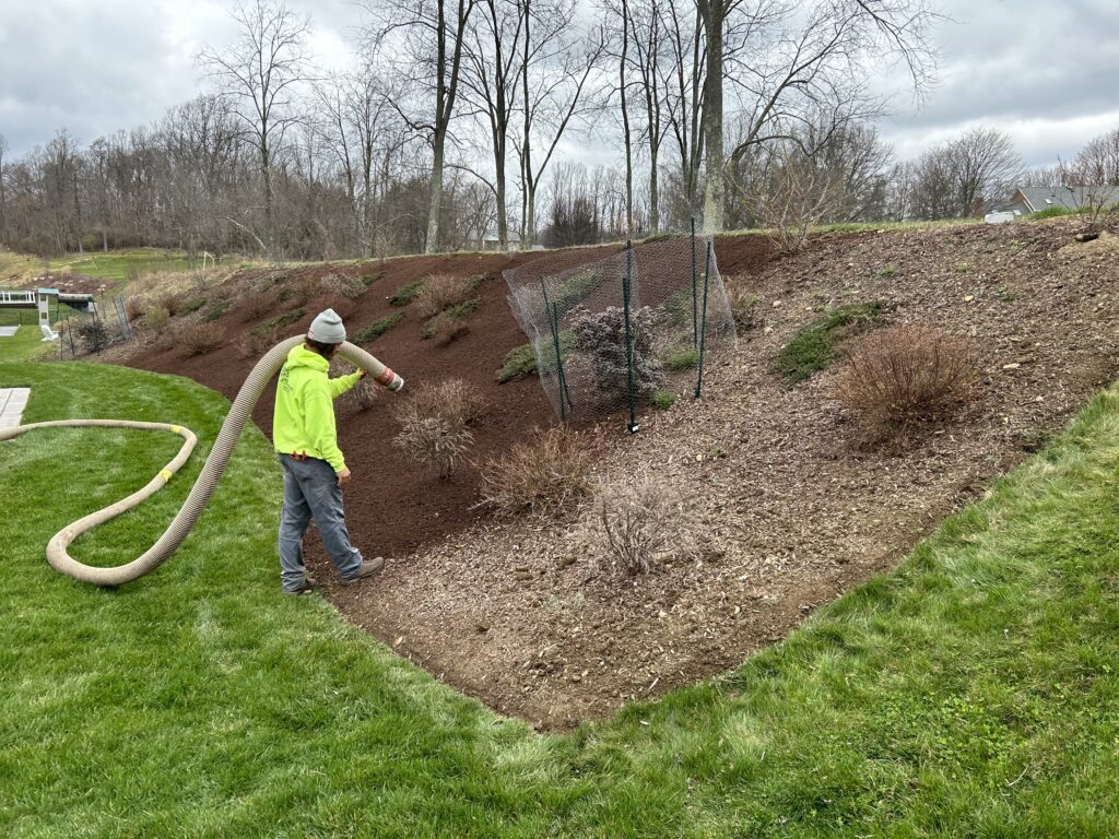 Professional mulch blowing service